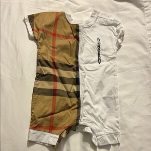 Burberry Beige Nova Check & White Baby Romper